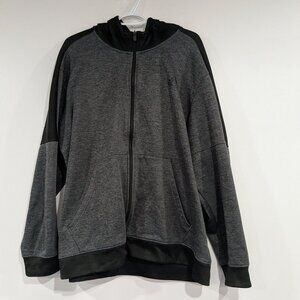 Adidas Zipper Up Hoodie Heathered Grey Black Size 2XL